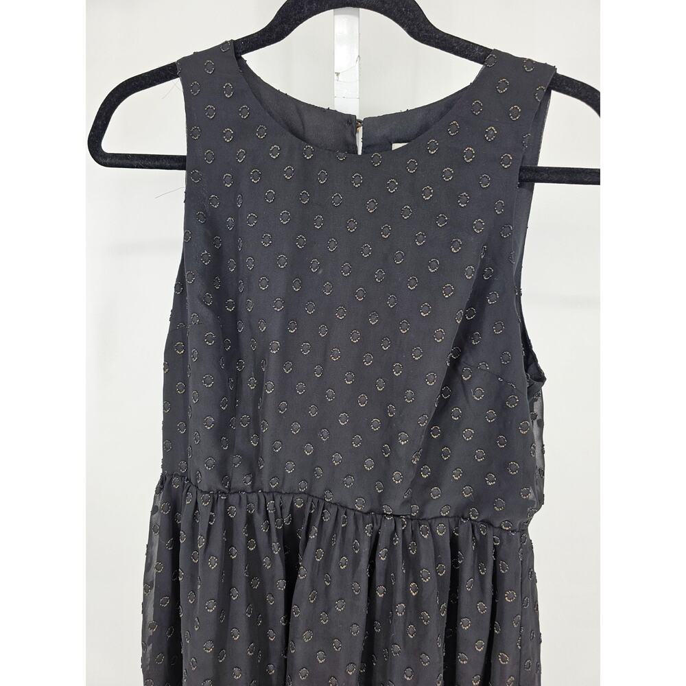 A New Day Womens Sz M Knee Length Dress Black Sleeveless Gold Metallic Weave - Picture 2 of 4